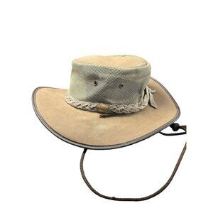 Barmah Australia Canvas Drover Outback Mesh Khaki Vented Hat Medium Vintage